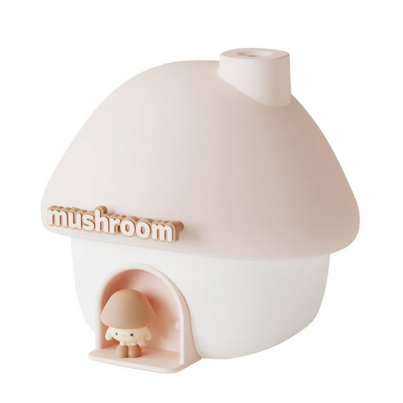 Cute Mushroom House Humidifier, 300ml Small Cool Mist Humidifers, USB Rechargeable Mini Portable Air Humidifer with Night Light for Bedroom, Office, Car, Travel, Indoor Plants Pink