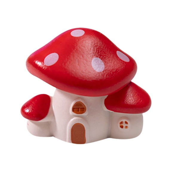 Cute Mushroom House Ornament, Miniature Resin Tabletop Decor for Fairy Garden, DIY Terrarium & Mini Landscape Accessories, Charming Desk Decor