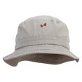 thumbnail image 1 of Cute Mushroom Icon Embroidered Washed Bucket Hats - Beige M-L, 1 of 1