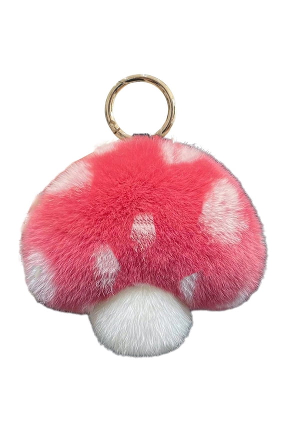 Cute Mushroom Keyring Plush Mushroom Pendant Key Chains Women Kawaii Bag Charm Ornaments Car Keyring Gift for Purse Bag