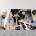 Cute Mushroom Landscape Throw Blanket for Couch, Soft Comfy Warm Plush