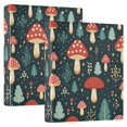 Cute Mushroom Red 3 Ring Binders with Clipboard File Folder for Office