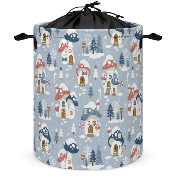 Cute Mushroom Village Laundry Basket Dirty Clothes Hamper, Waterproof ...
