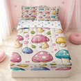 thumbnail image 1 of Cute Mushroom Zipper Queen Comforter Set with Fitted Sheet and 2 Pillowcases, Cartoon Botanical Plant Zipper Bedding Set, Polka Dots Reversible, Pastel Pink Blue Yellow, Polka Dots Reversible, 1 of 7