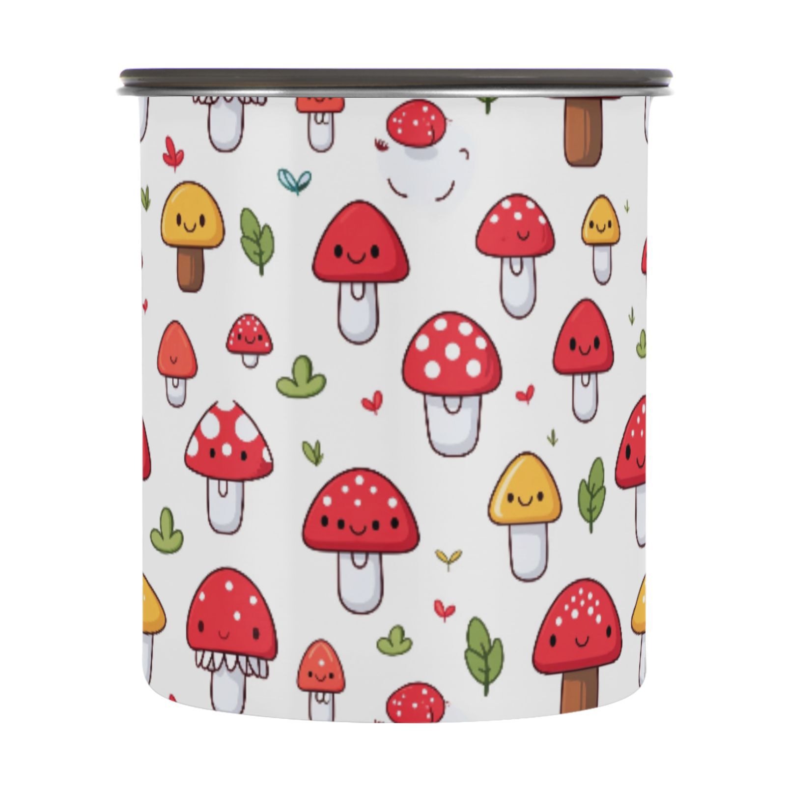 Cute Mushrooms Airtight Coffee Bean Canister 30oz Food Storage Containers with Lids For Gournd, Tea, Sugar, Flour, Rice, Cereal, Candy Cookie Jar