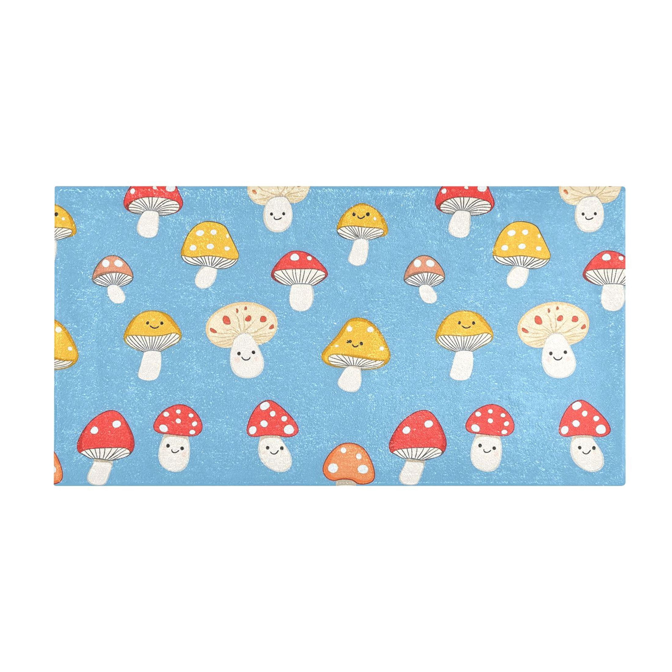 Cute Mushrooms Pattern Bath Mat 39x20 Inch Soft Absorbent Non-Slip ...