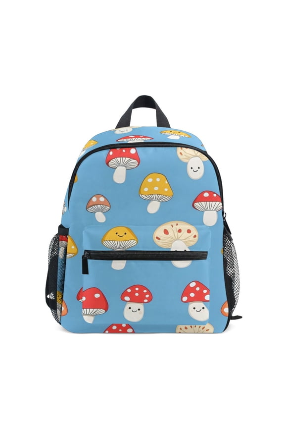 Cute Mushrooms Pattern Mini Backpack Cute Small Backpack with Chest Strap and Whistle Ages 3-8