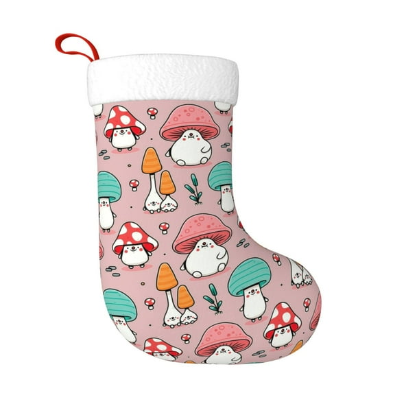 Cute Mushrooms Personalized Christmas Stocking 18" Large Xmas Stockings Christmas Ornaments for Family Christmas Decorations