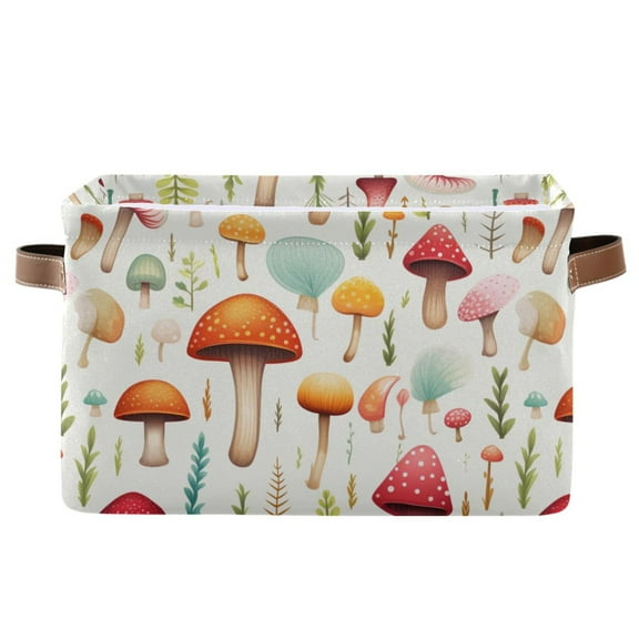 Cute Mushrooms Storage Basket Large Bin Laundry Boxes Toys Foldable Home Organizer Bag 14.2x10.2x8.3 Inches 1 PC