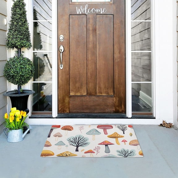 Cute Mushrooms Trees Doormats Welcome Mats Gate Pads Entryway Outdoor 32" x 20"