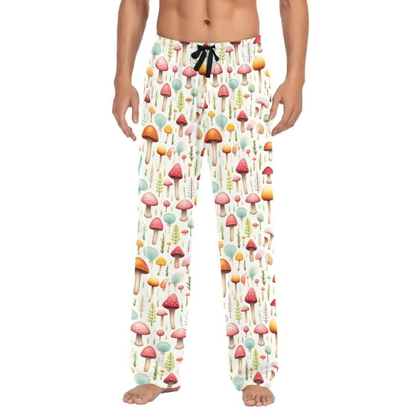 Cute Mushrooms joogoo Men's Pajama Pants Cotton Long Sleepwear Lounge Pants L