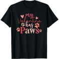 thumbnail image 1 of Cute My Valentine Has Paws Retro Dog Graphic T-Shirt, 1 of 3