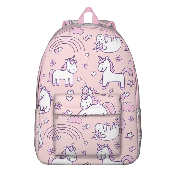 Cute Mythical Horse Unicorn Backpack, Lightweight and Waterproof School Bag with Rainbow Print Pattern