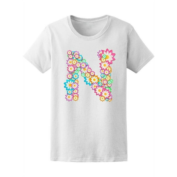 Cute 'N' Colorful Floral Letter  Tee Women's -Image by Shutterstock