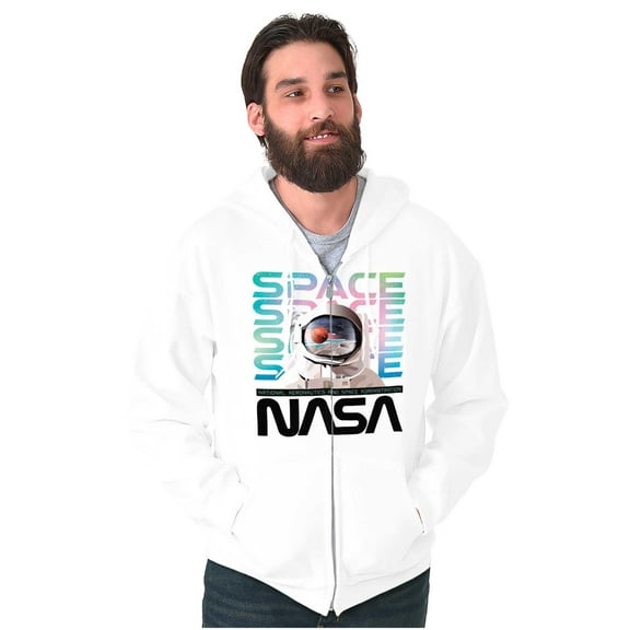 Cute NASA Worm Logo Mars Astronaut Zip Up Hoodie Men's Women's Brisco Brands M