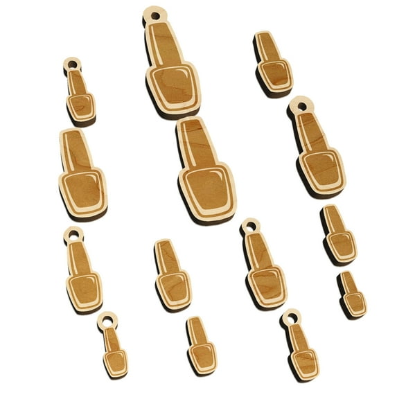 Cute Nail Polish Wood Mini Charms Shapes DIY Craft Jewelry - No Hole - 30mm (6pcs)
