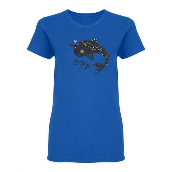 Cute Narwhal Art Design Shaped T-Shirt Women -Image by Shutterstock, Female Medium