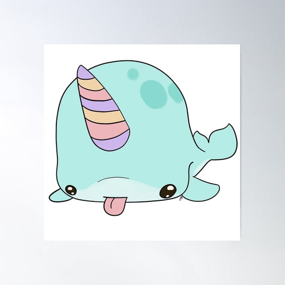 Cute Narwhal Design Poster Wall Art, Modern Wall Decor For Living Room Bedroom, 17x17 UNFRAMED