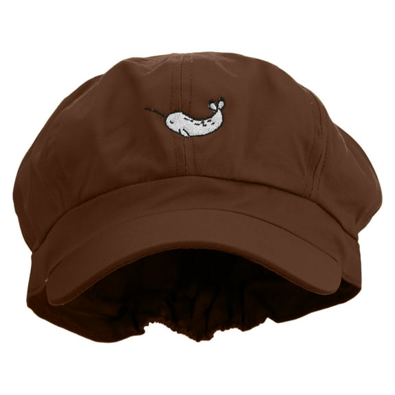 Cute Narwhal Embroidered Cotton Elastic Newsboy Cap - Brown OSFM