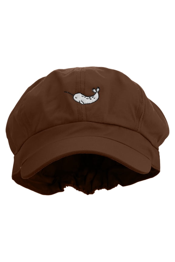 Cute Narwhal Embroidered Cotton Elastic Newsboy Cap - Brown OSFM