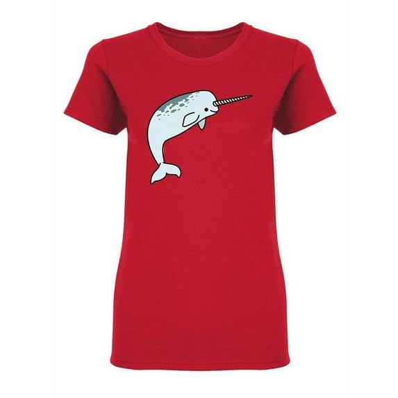 Cute Narwhal Graphic Shaped T-Shirt Women -Image by Shutterstock, Female Small