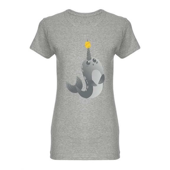 Cute Narwhal Sea Unicorn Shaped T-Shirt Women -Image by Shutterstock, Female Large