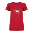thumbnail image 1 of Cute Narwhal Swimming Shaped T-Shirt Women -Image by Shutterstock, Female Medium, 1 of 2