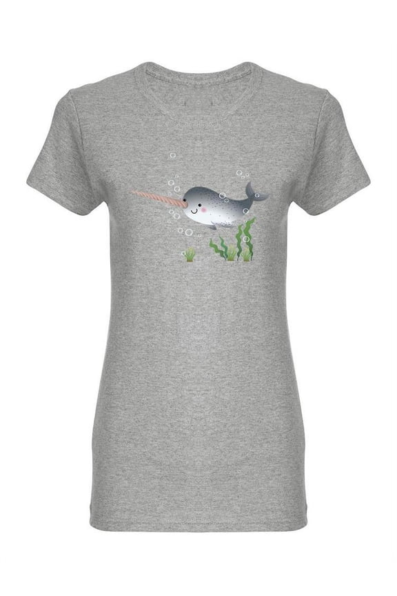 Cute Narwhal Swimming Shaped Tee Women's -Image by Shutterstock