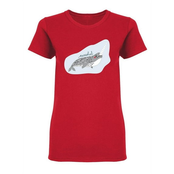 Cute Narwhal Whale Design Shaped T-Shirt Women -Image by Shutterstock, Female Large