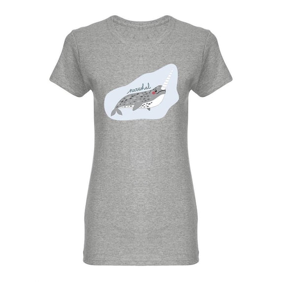 Cute Narwhal Whale Design Shaped T-Shirt Women -Image by Shutterstock, Female Large