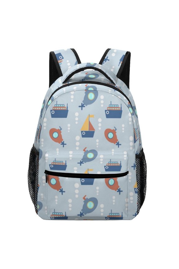 Nautical Seamless Pattern Oxford Backpack Lightweight Adjustable Daily Backpack
