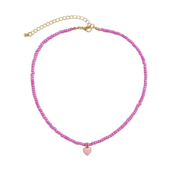 Cute Necklace for Women Jewelry for Women Peach Heart Simple Rice Beads Handmade Necklace Geometric Folding Beaded Necklace For Women's Daily Wear