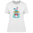 thumbnail image 1 of Cute Nerd Bunny Cartoon T-Shirt Women -Image by Shutterstock, Female Medium, 1 of 2