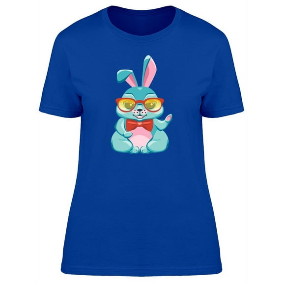 Cute Nerd Bunny Cartoon T-Shirt Women -Image by Shutterstock, Female Medium
