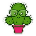 thumbnail image 1 of Cute Nerdy Cactus - 12" Vinyl Sticker Waterproof Decal, 1 of 1