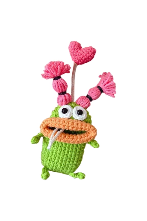 Cute Net Red Car Key Case,Funny Handmade Crochet Key Case/Holder,Ugly Cute Crochet Keychain Case,Cute Happy Charm Accessory,Car Key Pendant Valentines Day Gift