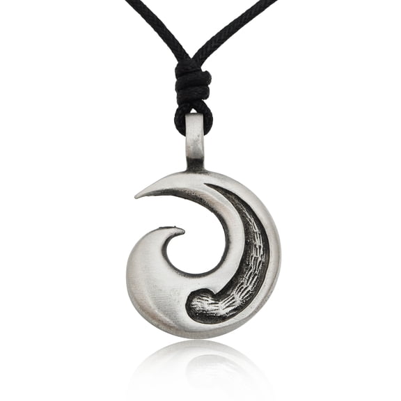 Cute New Maori Tribal Fishing Hook Silver Pewter Charm Necklace Pendant Jewelry With Cotton Cord