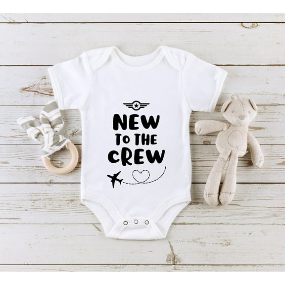 Cute New To The Crew Onesie, Airplane Baby Onesie, Cute Co-Pilot Bodysuit, Birth Announcement Pilot Cool Baby Clothing, Cute Baby Onesie, BABY BODYSUIT LAT 4424