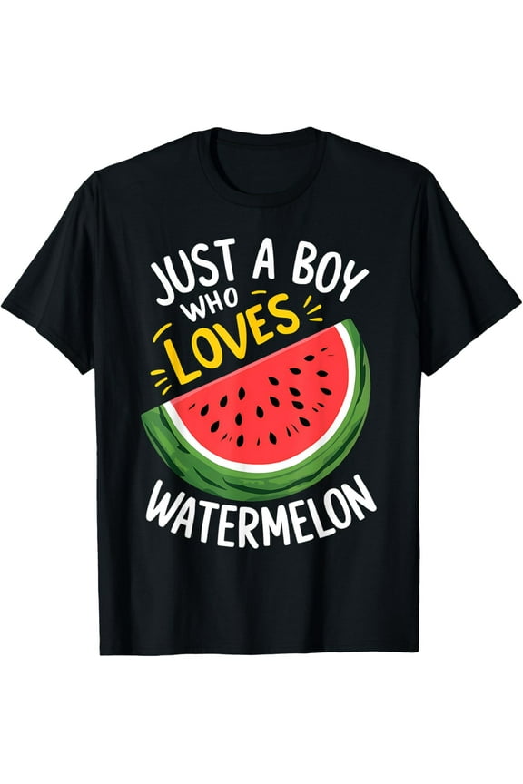 Cute New Watermelons Lovers Just a Boy Who Loves watermelon T-ShirtPure cotton short-sleeved shirts for both men and women