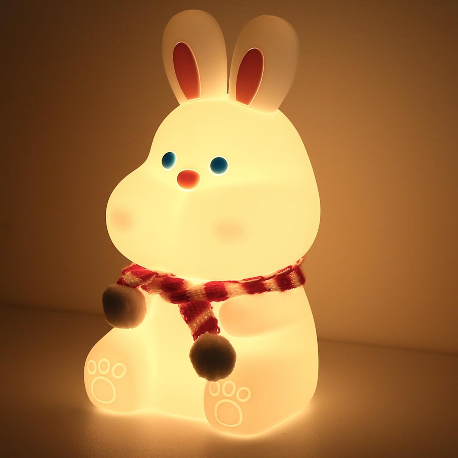 Cute Night Light, Bunny Night Light for Kids, Baby Night Light with Touch Sensor, 1W, USB Rechargeable, 2 Modes[Warm White and Color Gradient], Kawaii Room Decor for Kid's Bedroom, Nursery
