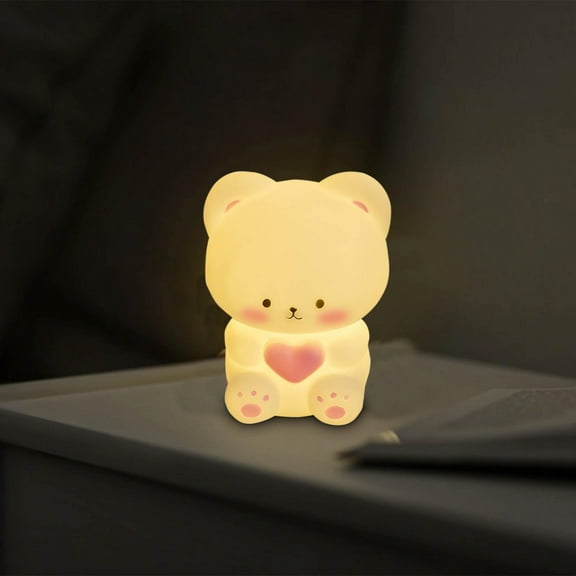 Cute Night Light Love Bear Nightlight Valentines Day Gifts 3.7 Inch Dimmable Soft Night Lights for Bedroom Animals Shape LED Night Light Baby Feeding Diaper Changing and Midnight Bathroom Trips