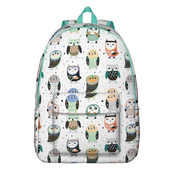 Cute Night Owl Backpack – Snowy Owl and Stars Print School Bag for Owl Lovers and Creative Travelers