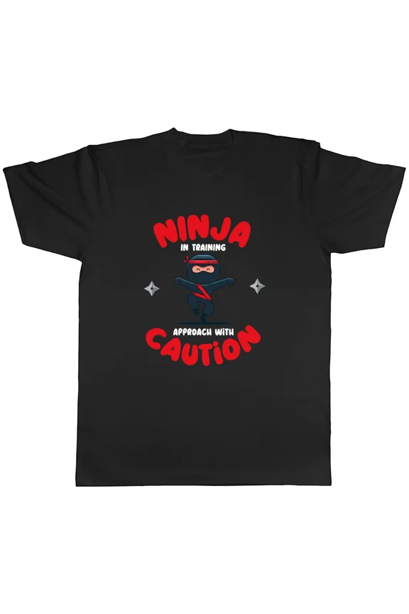 Cute Ninja in Training Approach with Caution Funny Unisex T-Shirt, S-5XL