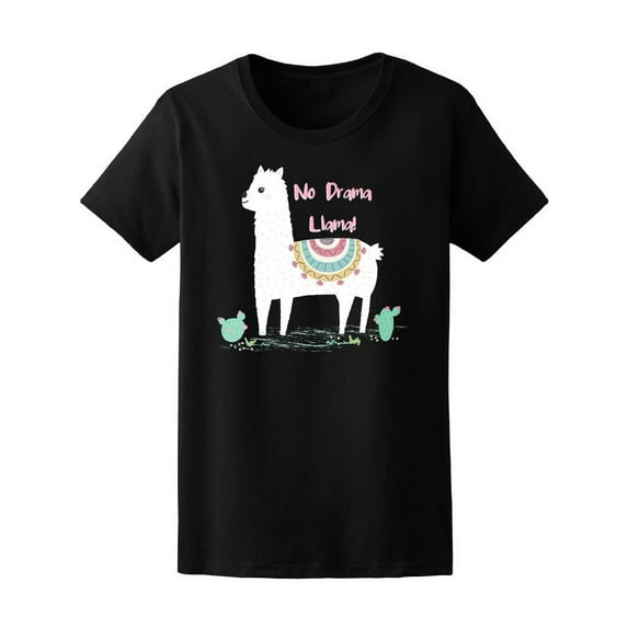 Cute No Drama Llama Graphic T-Shirt Women -Image by Shutterstock, Female Large