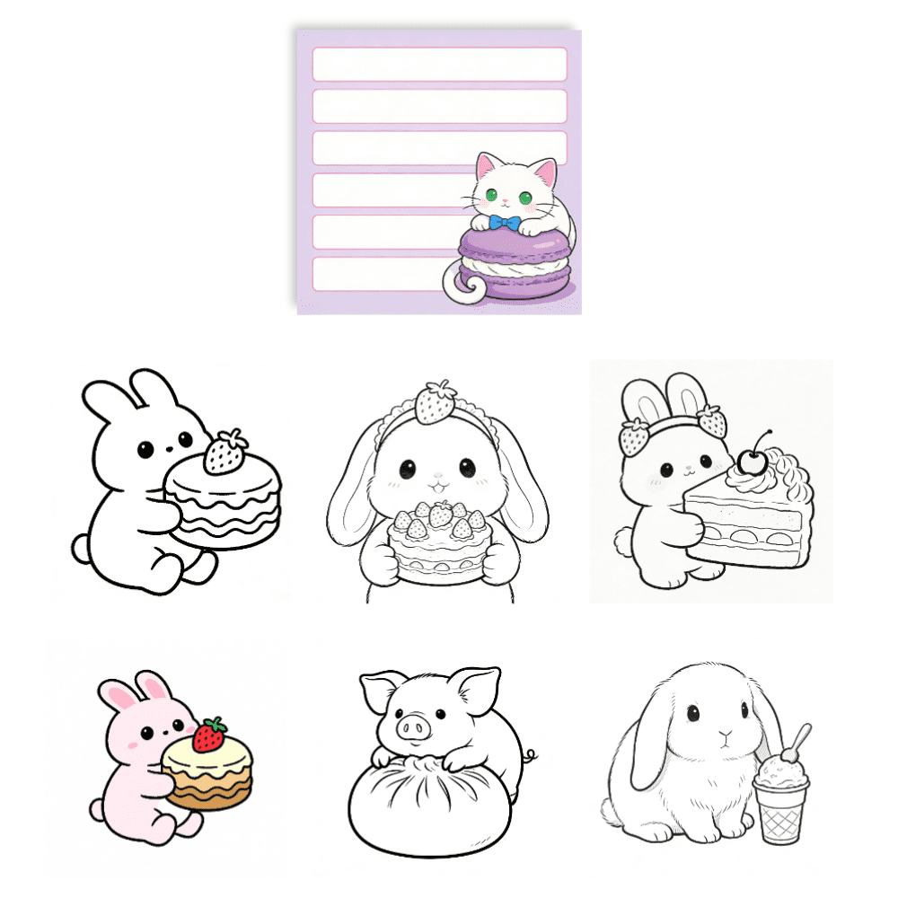 Cute No-Repeat Double-Sided Sticky Notes - 100 Pcs, Original Coloring ...
