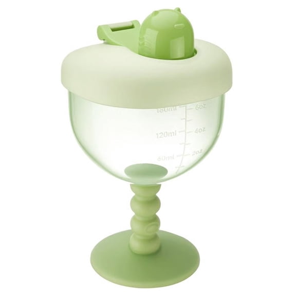 Cute No-Spill Goblet Cup with Lid,Plastic Wine Sippy Cup,Cute Goblet Cups,Leak-Proof Baby Beverage Mug Milk Bottle,Goblets Training Cups for Home Indoor Outdoor Party Birthday Party Supplies(Green,)