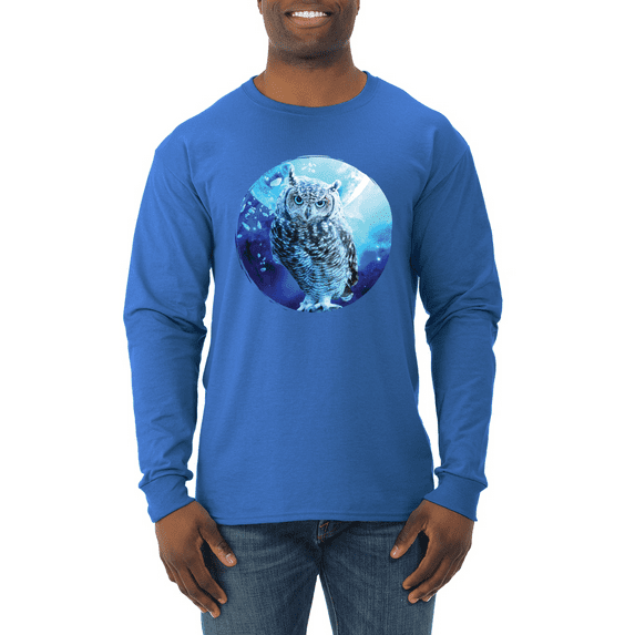 Cute Nocturnal Snow Owl Winter Animal Lover Mens Long Sleeve Shirt
