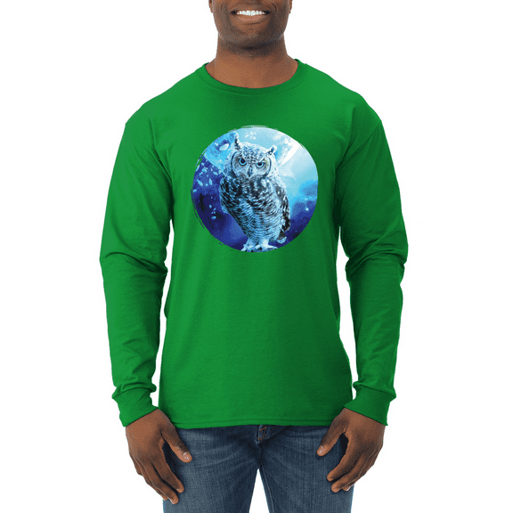 Cute Nocturnal Snow Owl Winter Animal Lover Mens Long Sleeve Shirt