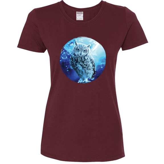 Cute Nocturnal Snow Owl Winter Animal Lover Womens Graphic T-Shirt