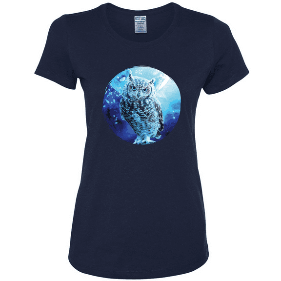 Cute Nocturnal Snow Owl Winter Animal Lover Womens Graphic T-Shirt